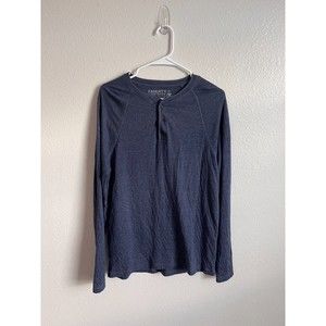 Faherty Henley Cloud Cotton Shirt Men’s Medium M Heather Blue Long Sleeve Casual